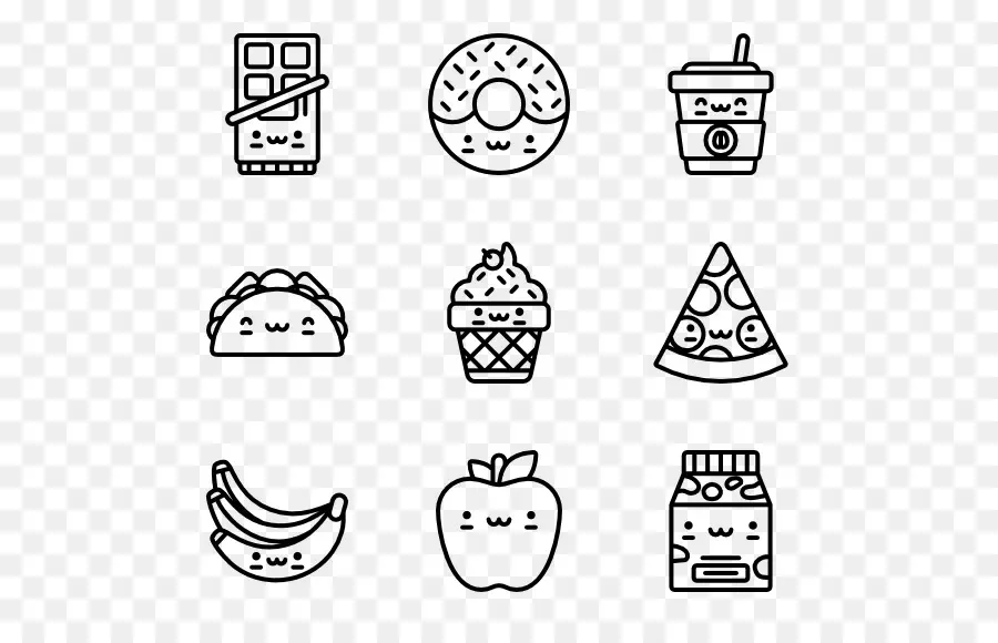 Lindos Iconos De Comida，Dibujos Animados PNG