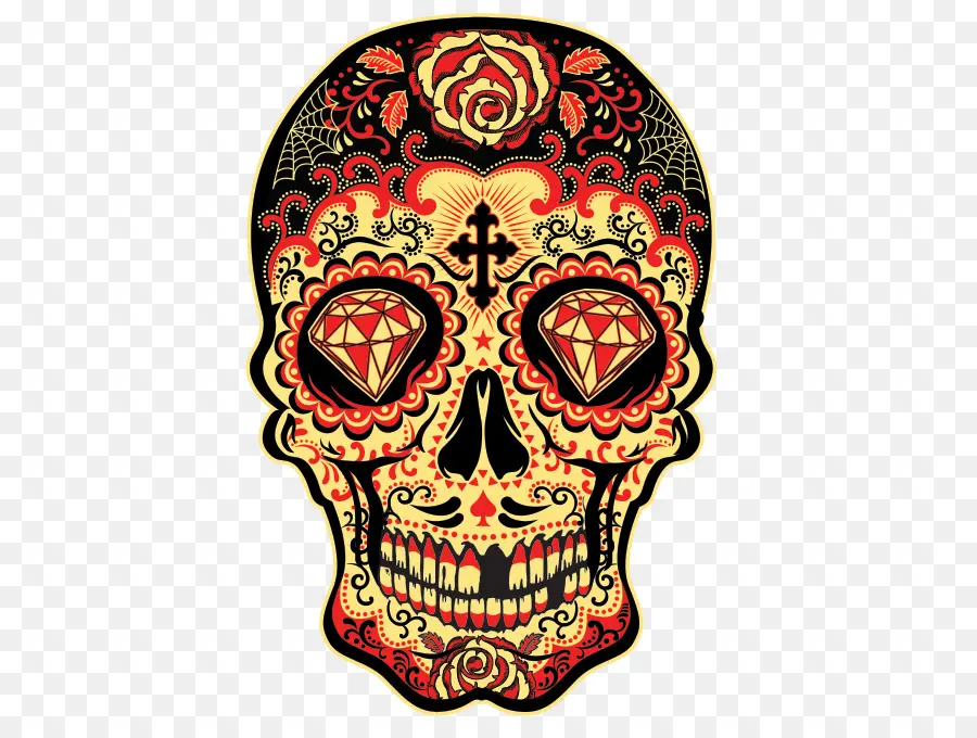 Calavera Colorida，Flores PNG