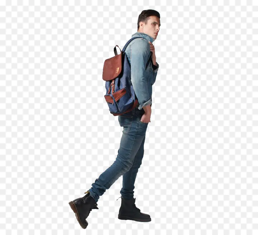 Hombre Con Mochila，Caminando PNG