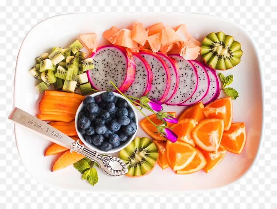 Plato De Frutas，Saludable PNG