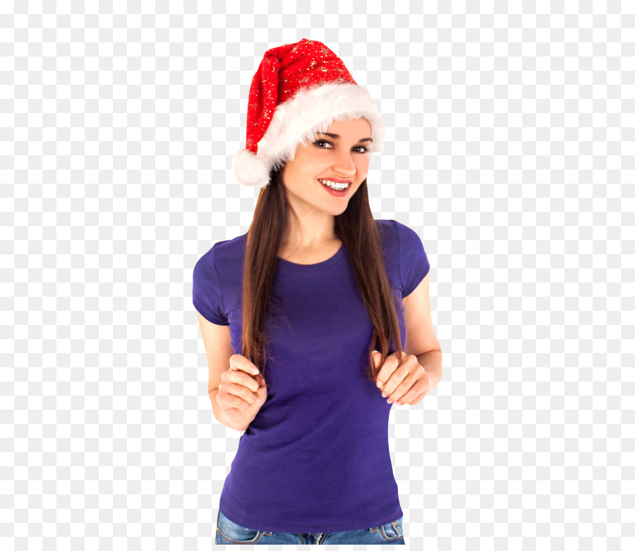 Mujer Con Gorro De Papá Noel，Navidad PNG