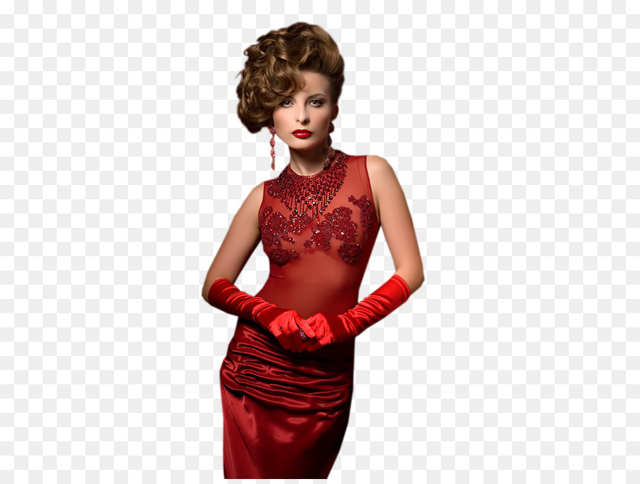 Mujer En Vestido Rojo，Vestido PNG