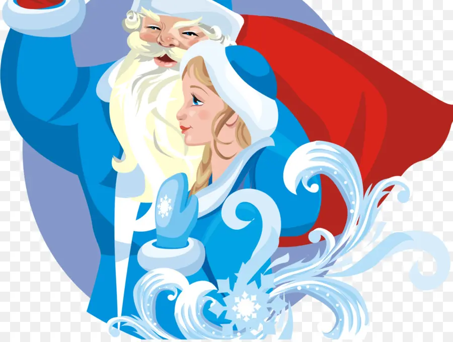 Papá Noel Y Doncella De Nieve，Navidad PNG