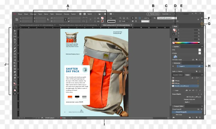 Adobe Indesign，Ventana PNG