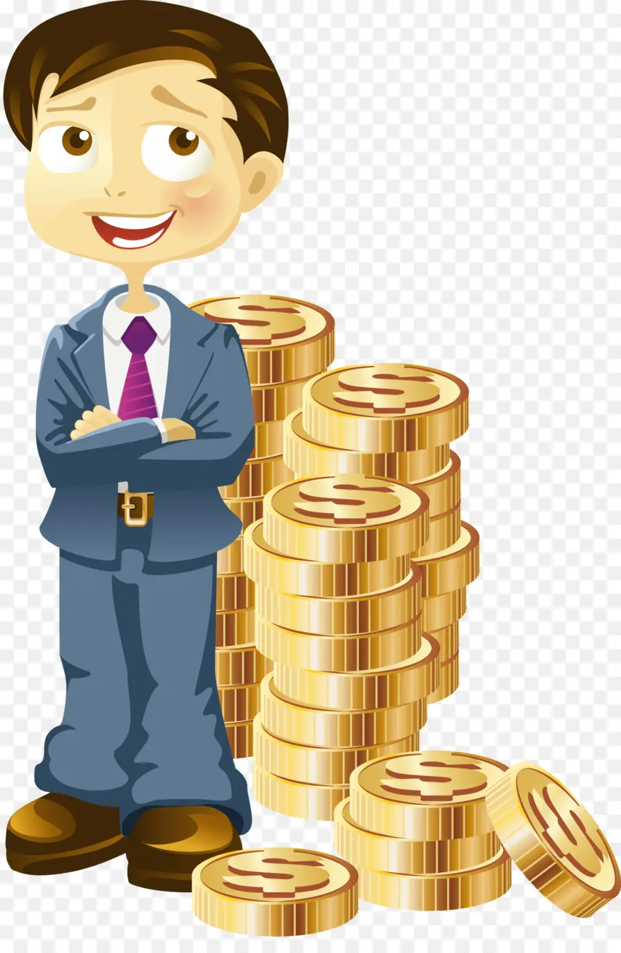 Empresario Con Monedas，Dinero PNG