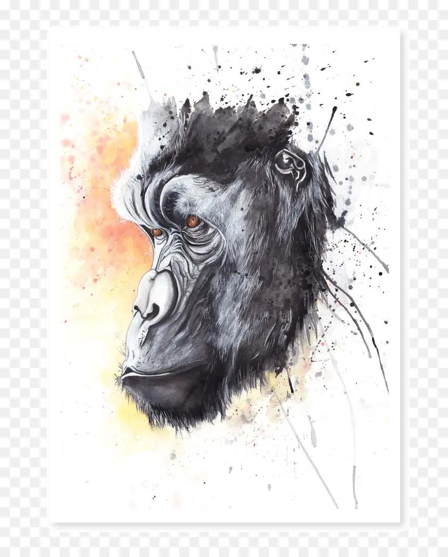 Gorila，Pintura A La Acuarela PNG