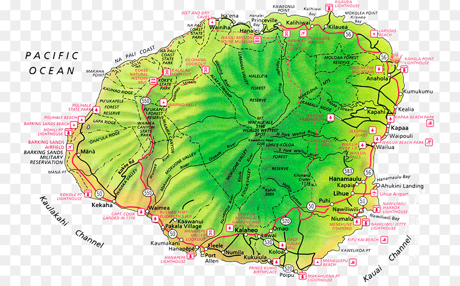 Princeville，Mapa Vial PNG