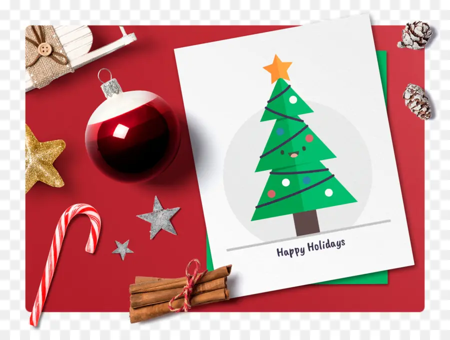 Tarjeta De Navidad，árbol PNG