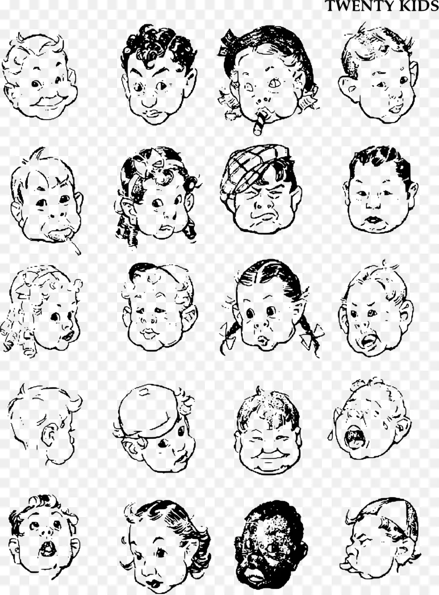 Caras De Dibujos Animados，Niños PNG