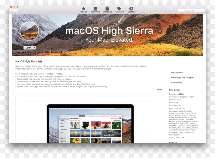 Macos Alta Sierra，Mac App Store PNG