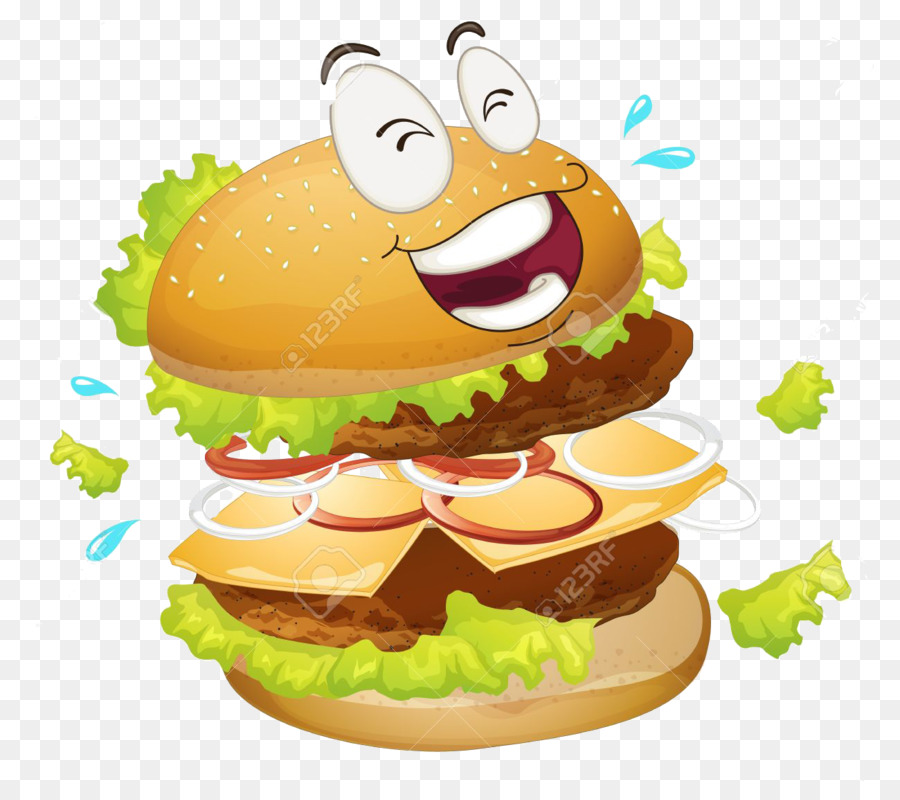 Hamburguesa Pensante，Dibujos Animados PNG