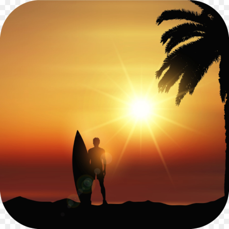 Surfista Al Atardecer，Tabla De Surf PNG