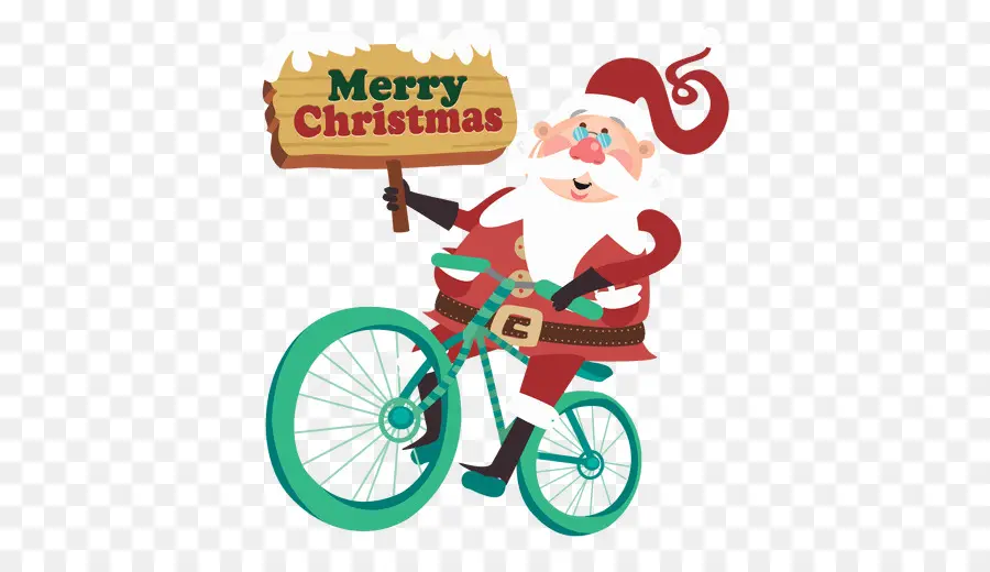 Papá Noel En Bicicleta，Navidad PNG