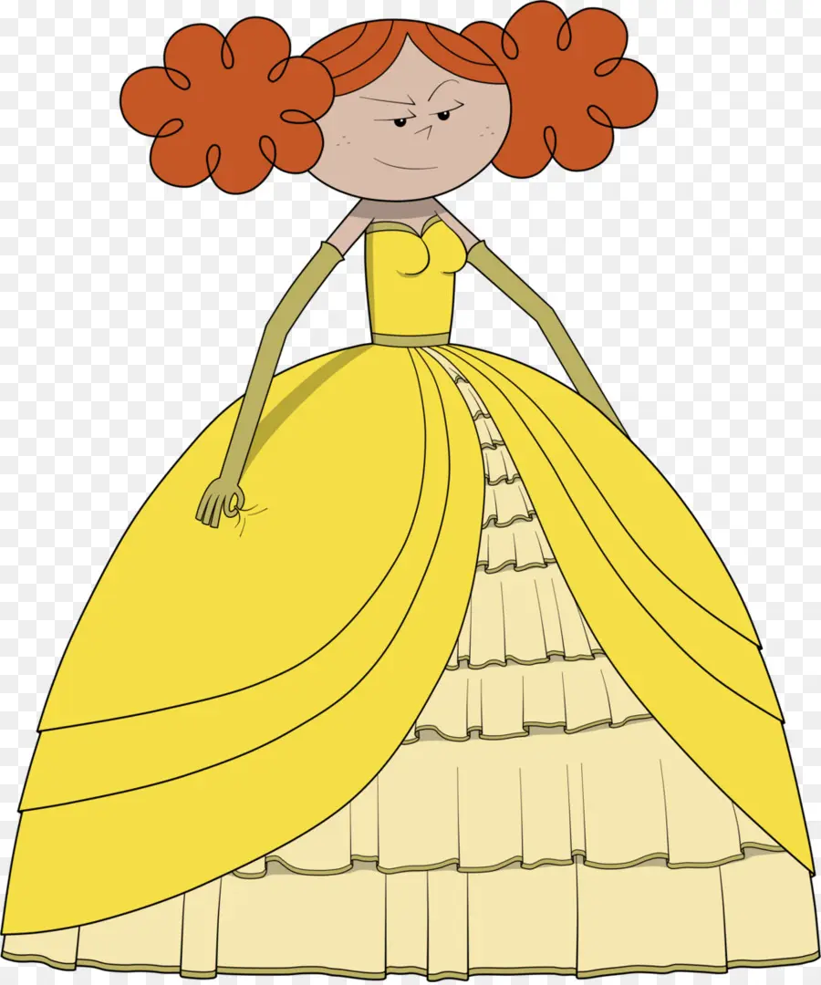 Chica De Dibujos Animados En Vestido Amarillo，Pelo Rojo PNG