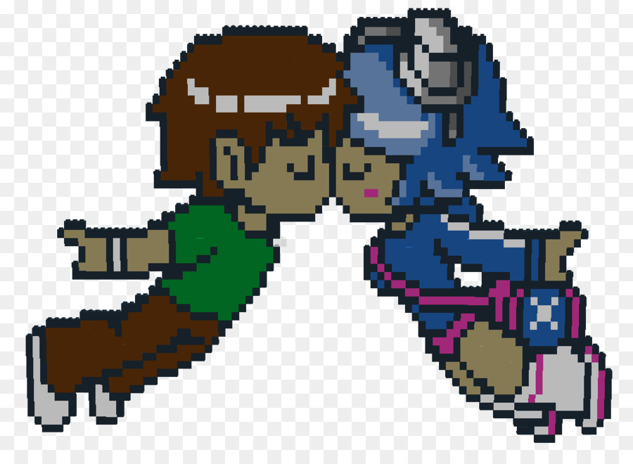 Pareja De Pixel Art，Beso PNG