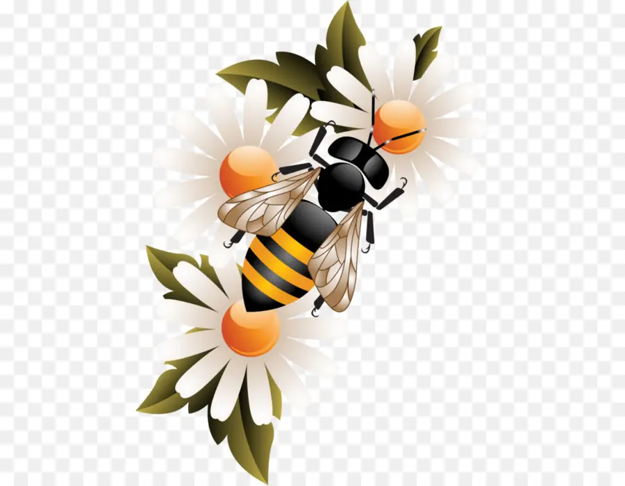 Abeja，Flor PNG