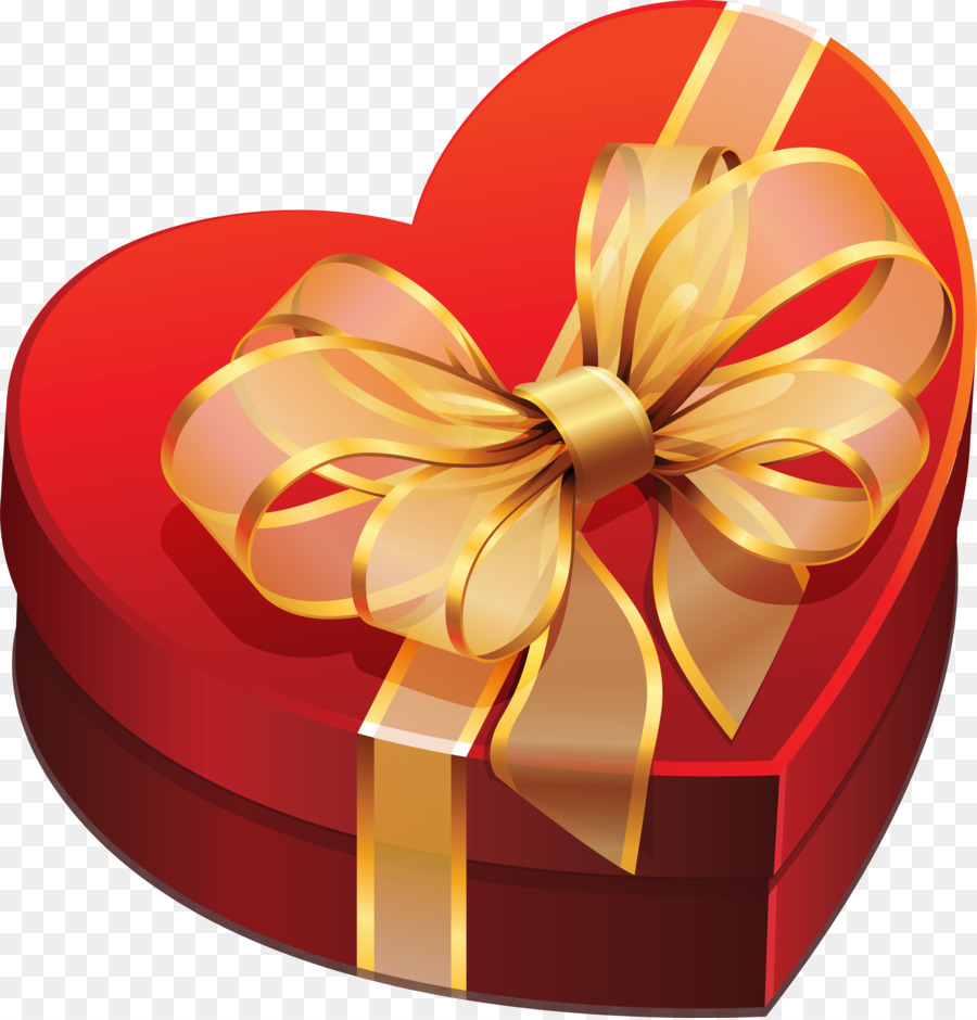 Caja De Regalo De Corazón，Cinta PNG