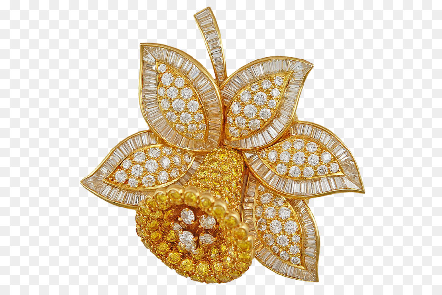 Broche Flor Dorada，Broche PNG