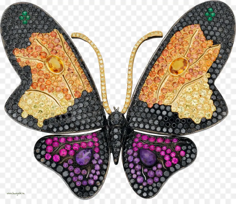 Broche De Mariposa De Colores，Piedras Preciosas PNG