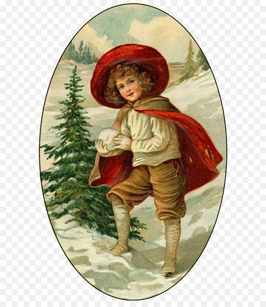 Niño Con Bola De Nieve，Sombrero Rojo PNG