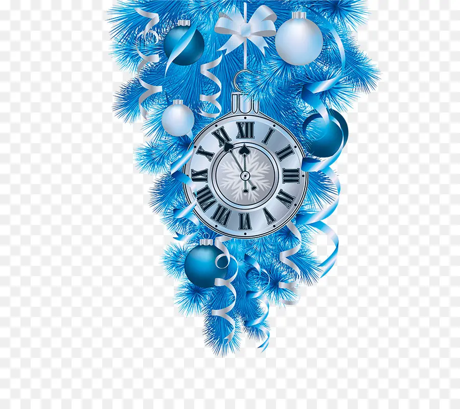 Reloj De Navidad Azul，Adornos PNG