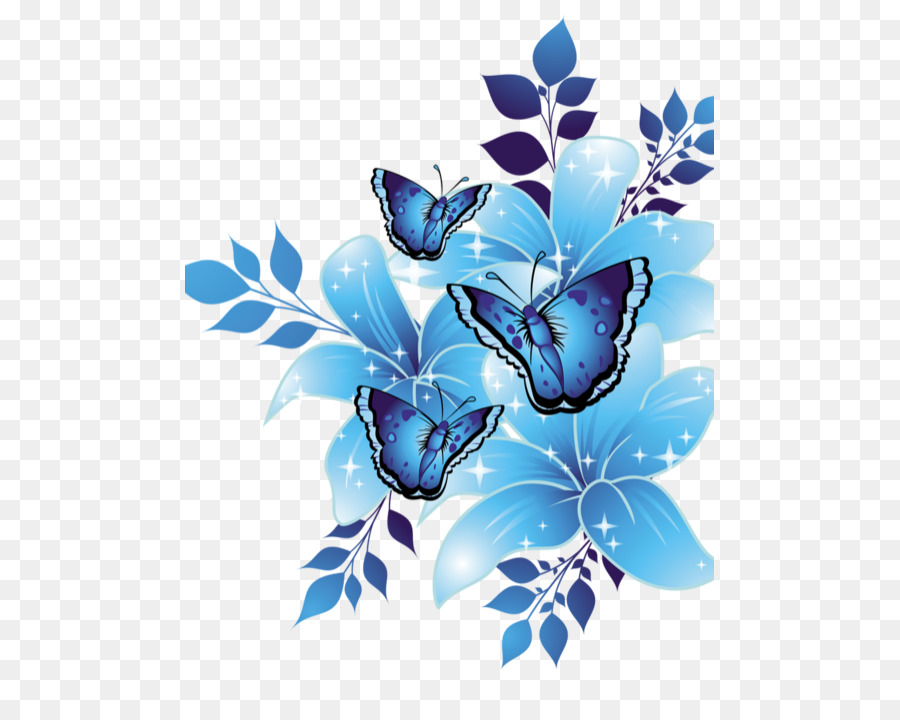 Mariposas Azules，Flores PNG