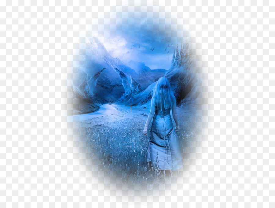 Paisaje De Fantasía Azul，Mujer PNG