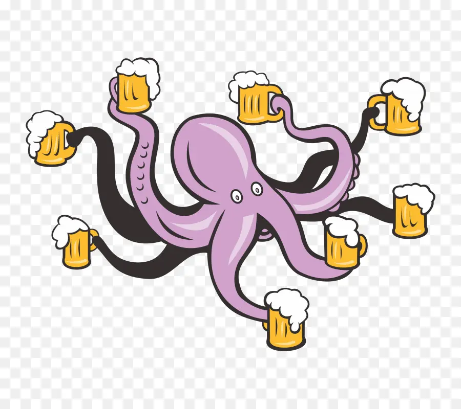 Pulpo Con Jarras De Cerveza，Pulpo PNG