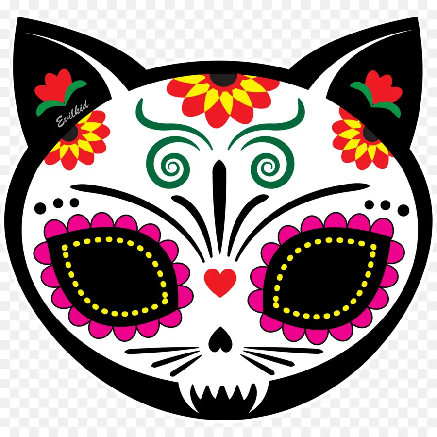 Máscara De Gato，Dia De Muertos PNG