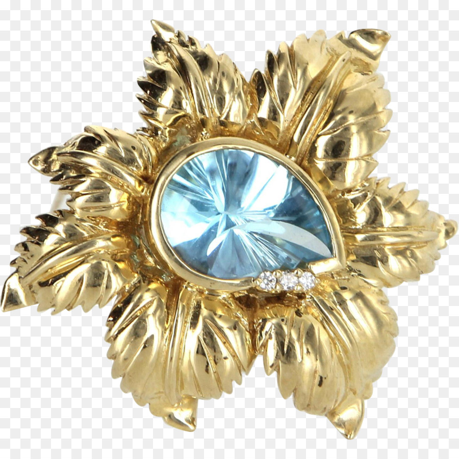 Broche De Oro，Gema Azul PNG