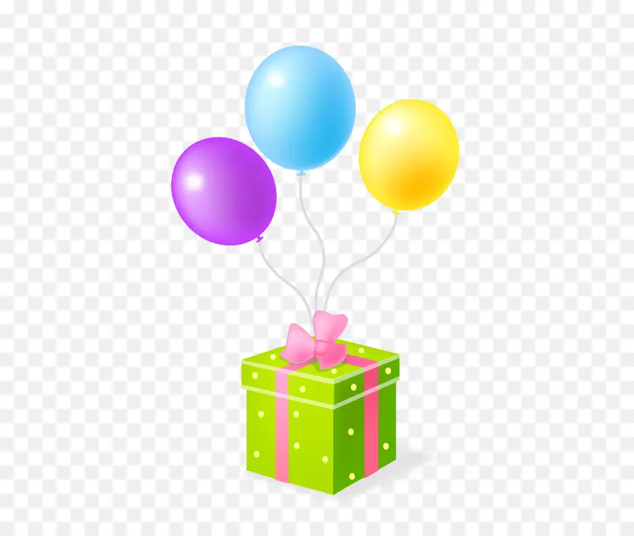 Caja De Regalo Con Globos，Presente PNG