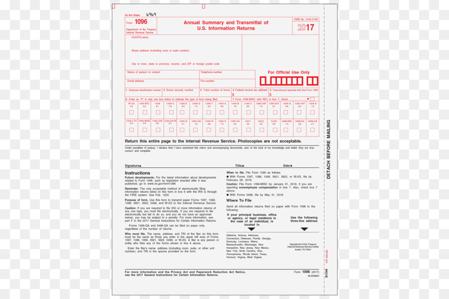 Formulario 1096，El Formulario 1099 PNG