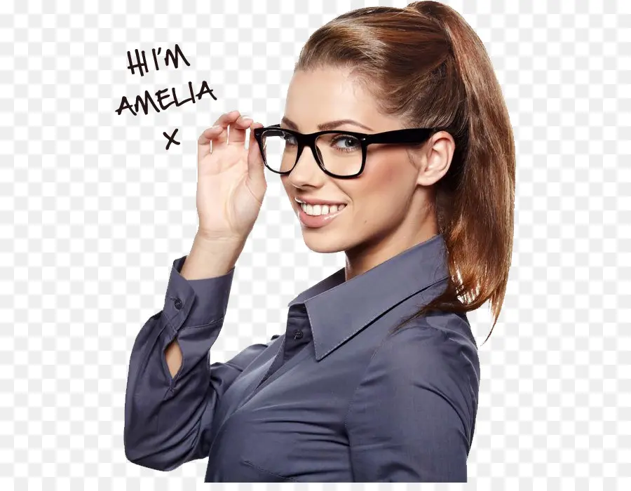 Mujer Con Gafas，Sonriente PNG