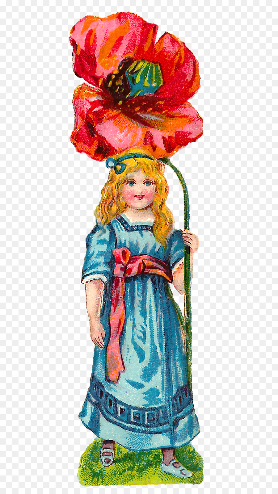 Niña Con Flor，Niño PNG