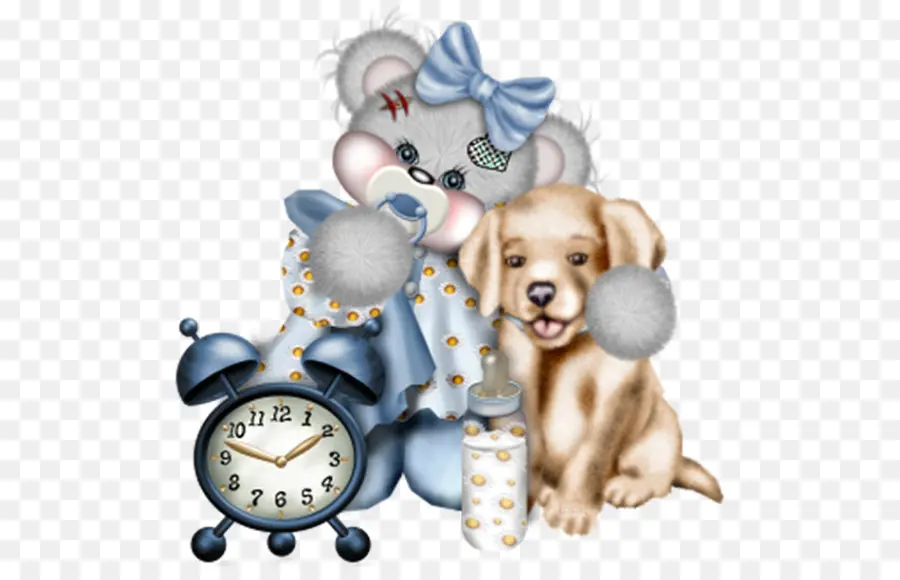 Oso De Peluche Y Cachorro，Reloj PNG