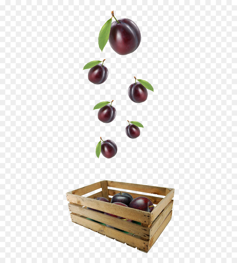 Ciruelas En Caja De Madera，Cosecha PNG