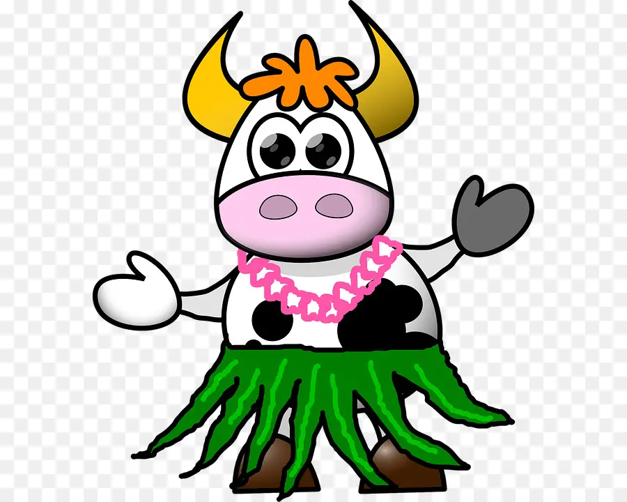 Vaca Con Falda De Hula，Divertido PNG