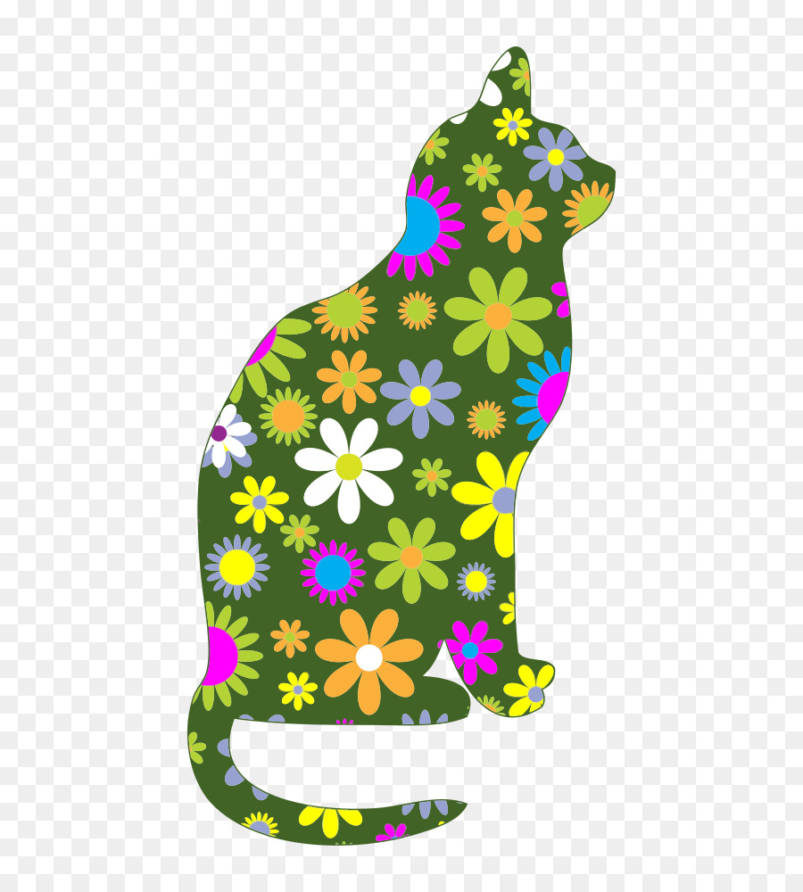 Gato Floral，Patrón PNG