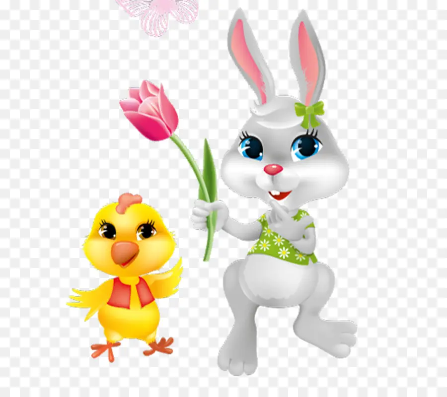 Conejito Y Pollito，Flor PNG