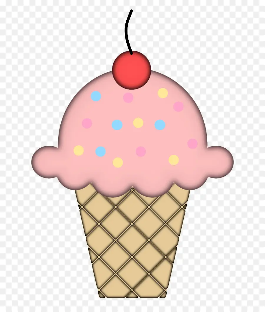 Cono De Helado，Cereza PNG