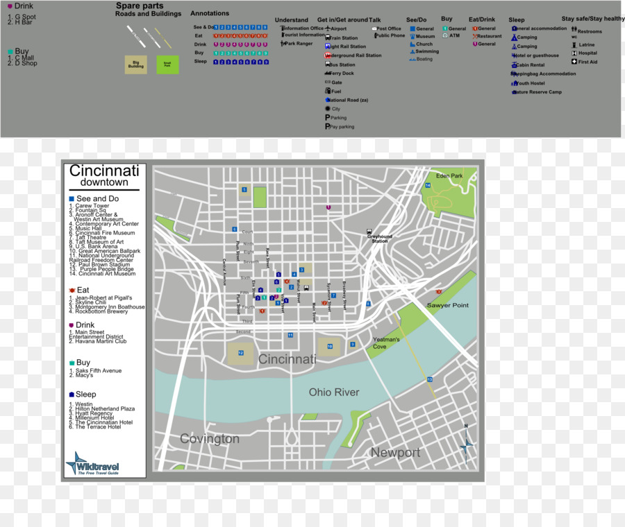 Cincinnati，Mapa PNG