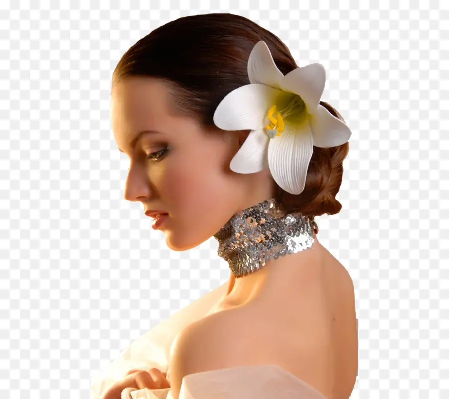 Mujer Con Flor，Flor PNG