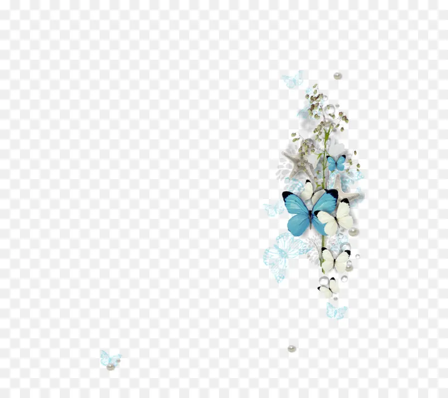 Mariposas Y Flores，Azul PNG