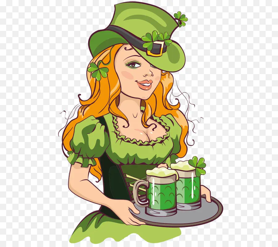 Mujer En Vestido Verde，Cerveza PNG