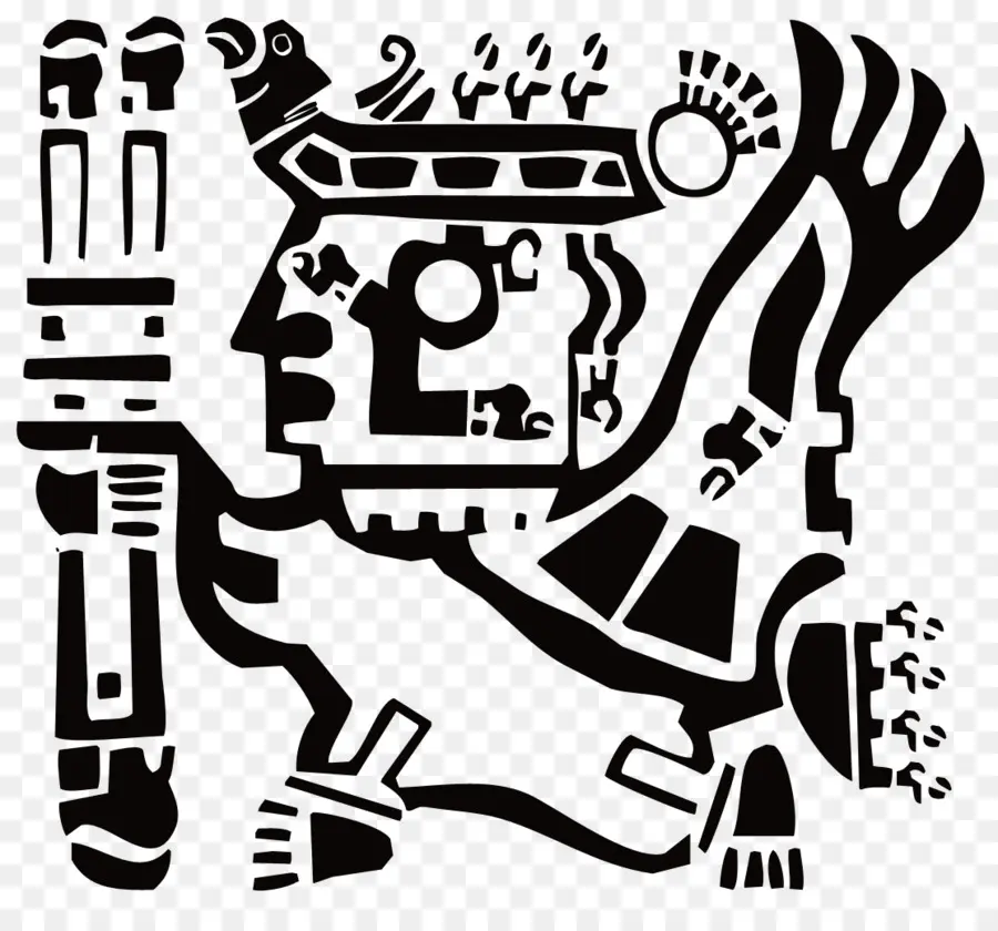 Arte Azteca，Negro PNG