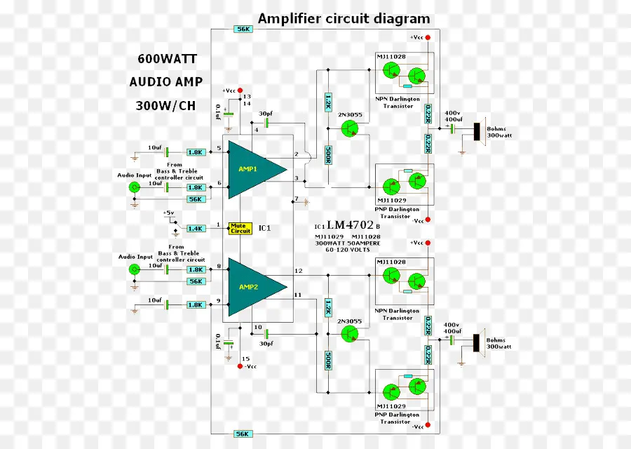 Amplificador De Potencia De Audio，Diagrama De Circuito PNG