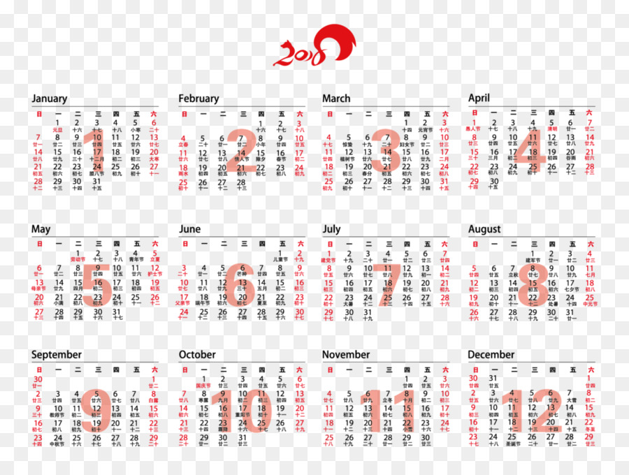 Calendario，Zodiaco Chino PNG