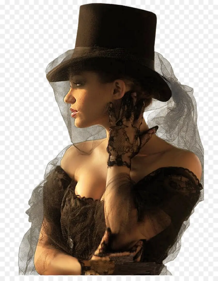 Mujer Con Sombrero De Copa，Sombrero PNG