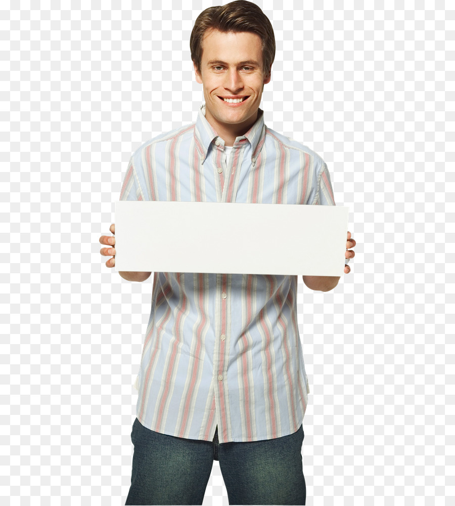 Hombre Con Cartel En Blanco，Firmar PNG