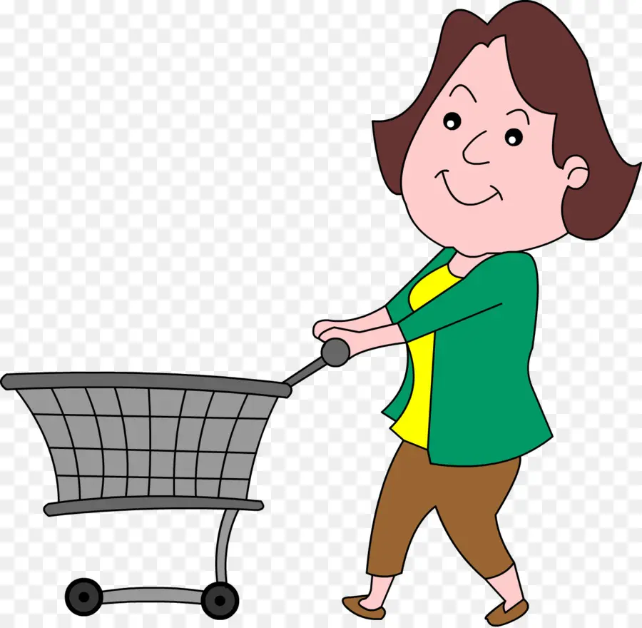 Mujer Con Carrito De Compras，Compras PNG